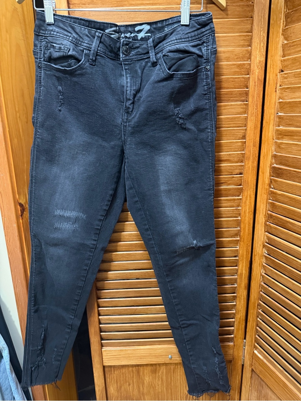 Seven7 Black Distressed Jeggings